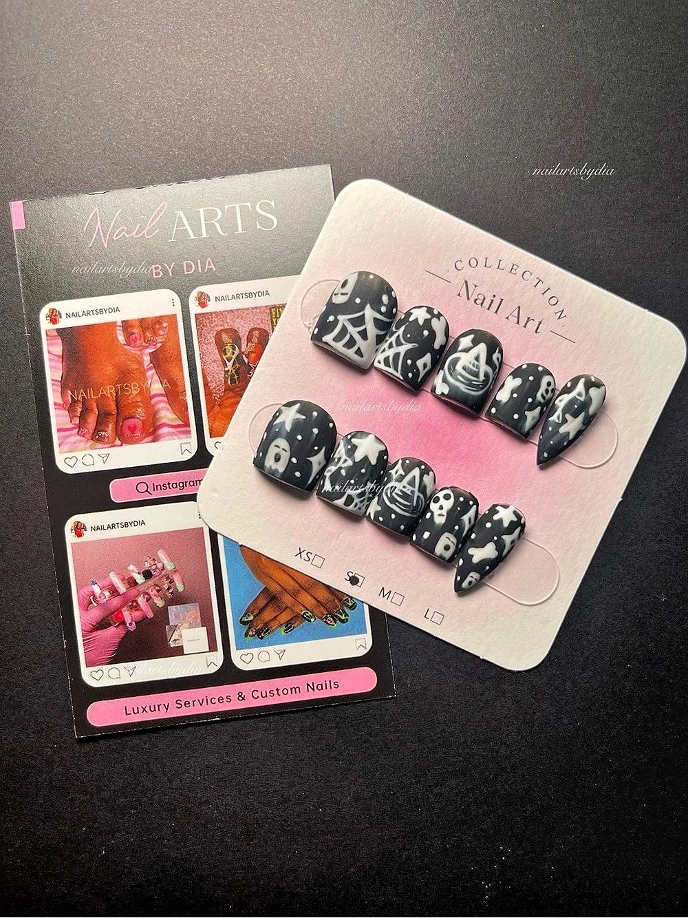 Nail Arts by Dia Collection Nail Art Black & White Press-On Nails NWT